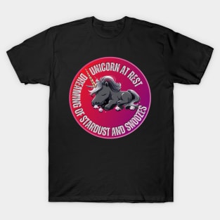 "Unicorn at Rest: Dreaming of Stardust and Snoozes!" T-Shirt